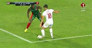 Tunisie vs Burundi - Penalty raté (45'). La frappe de Yassine Merriah heurte la barre transversale