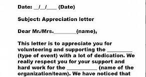 Letter of Appreciation for Volunteer Service - Appreciation Letter for Volunteer Work