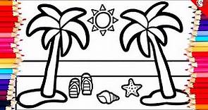 Relaxing Summer Beach Scene Coloring Pages | DIY Ocean Art for All Ages