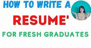 How to write a Resume' for highschool students with no experience