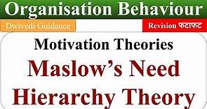maslow's hierarchy of needs, maslow theory of motivation, maslow's need hierarchy theory, OB
