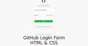 Creating Login Form - GitHub | HTML & CSS