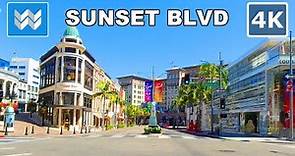 [4K] Driving at Sunset Blvd - Beverly Hills to East Hollywood in Los Angeles California USA