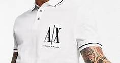 Armani Exchange large logo polo shirt in white | ASOS