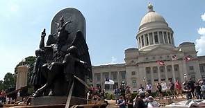 ‘Hail Satan’: Satanic Temple unveils statue in protest of Ten Commandments monument in Arkansas