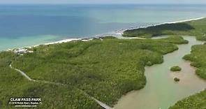Aerial Video of Clam Pass Beach Park, Boardwalk, and Clam Pass