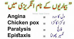 Diseases names in english and urdu Medical vocabulary in urdu Lesson156 by WAHEED HASSAN