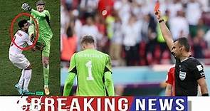 Wayne Hennessey shown first red card during Wales 0 2 Iran at World Cup 2022