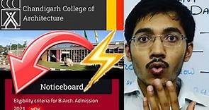 Chandigarh College of Architecture 😯 New Eligibility Criteria for Admission to #barch 2021