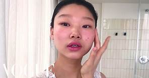 Model Yoon Young Bae’s Guide to Cool-Girl Glitter Eyes and Red Lipstick | Beauty Secrets | Vogue