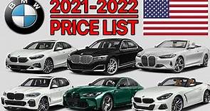 BMW Cars Price List In USA 2021 to 2022