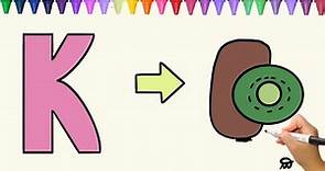 L'ALFABETO: IMPARIAMO LA LETTERA K Per Bambini (con esempio: Kiwi) - Disegna e Colora