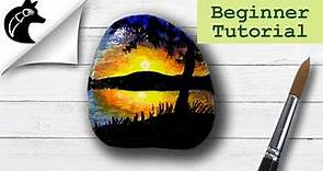 Rock Painting Tutorial For Beginners Sunset