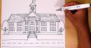 How to draw a high school - Aprende a dibujar una escuela secundaria