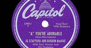 1949 HITS ARCHIVE: ‘A’ You’re Adorable - Jo Stafford & Gordon MacRae