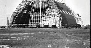 Scenes of the construction of the Goodyear Air Dock and an airship frame, 1929-1930