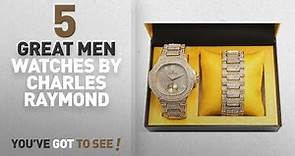Top 10 Charles Raymond Men Watches [ Winter 2018 ]: Bling-ed Out Oblong Case Metal Mens Watch w/