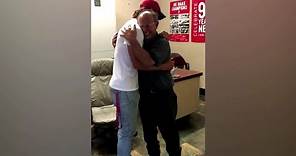 Newly-signed baseball player Robert Anthony Cruz surprises dad at work