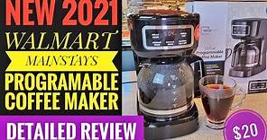 DETAILED REVIEW Walmart Mainstays 12 Cup Programmable Coffee Maker NEW 2021 UNBOXING