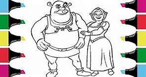 Shrek and Fiona Coloring Pages for Kids |Coloring book