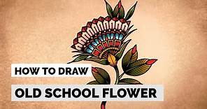 How to draw a old school flower tattoo style | Easy Tattoo Drawing Tutorial