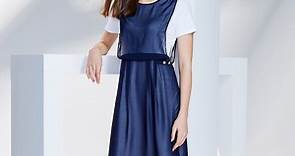 MYVEGA麥雪爾 MA兩件式文青休閒風洋裝-深藍 | 雪紡洋裝 | Yahoo奇摩購物中心