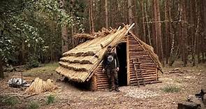 Thatch Roof House: Full Bushcraft Shelter Build with Hand Tools | Saxon House