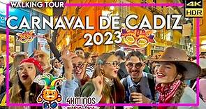 CÁDIZ | Sábado de CARNAVAL - 4K (HDR) Walking Virtual Tour Spain 2023
