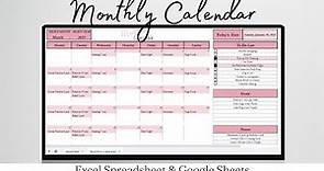Monthly Calendar Google Sheet, Calendar 2023 Template in Excel, Monthly Calendar Excel Sheet Google