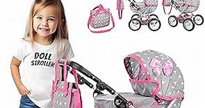 Baby Doll Stroller | Baby Doll Pram | Baby Doll Carriage - Stroller for Baby Dolls with Adjustable Handle (12.99-24.80 inches) | Babydoll Stroller | Reborn Strollers, Model KP0262S