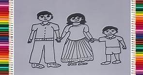 family drawing, how to drawing family step by step, easy drawing small family