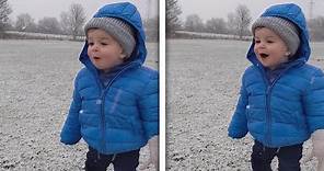 Little Boy Is In Awe Of Seeing Snow For First Time (Adorable Toddlers)