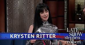 Krysten Ritter Teaches Stephen How To Knit (Or Tries