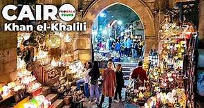 Cairo, Egypt Evening Walk - Khan el-Khalili Market at Night - 4K - with Captions