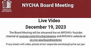 New York City Housing Authority Board Meeting - December 19, 2023