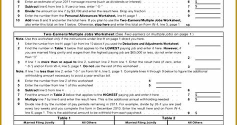 W4 Deductions And Adjustments Worksheet