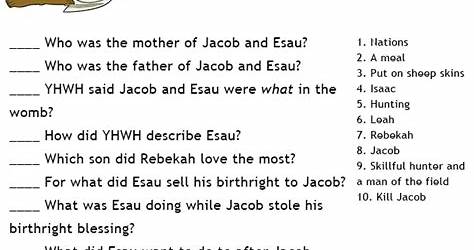 Jacob And Esau Worksheet
