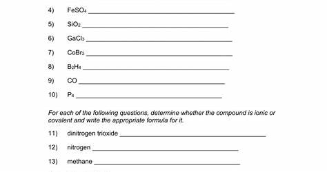 Naming Covalent And Ionic Compounds Worksheet