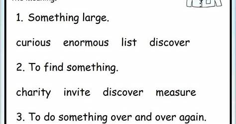 English Vocabulary Worksheets For Grade 1