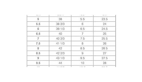 vans shoe size chart