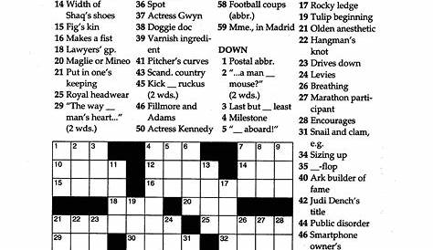 Free Printable Crossword Puzzles Medium Difficulty With Answers - Daily