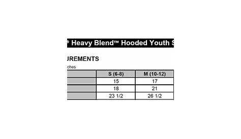 gildan youth heavy blend hooded sweatshirt size chart