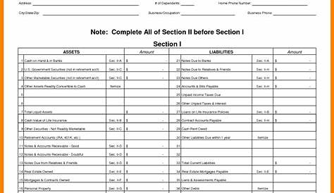 6+ Free Printable Personal Financial Statement Form | St Pertaining To