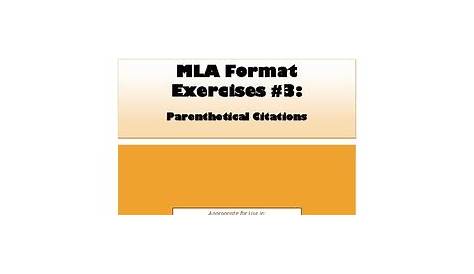 MLA Exercises #3: Parenthetical Citations by Bree Lowry | TPT