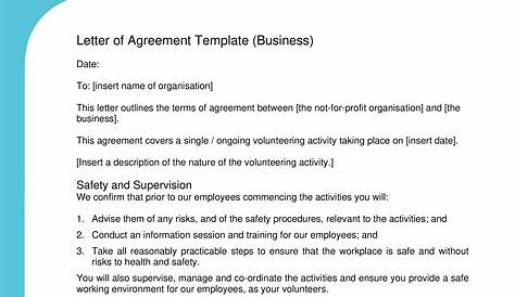 Letter Of Agreement sample | Templates at allbusinesstemplates.com