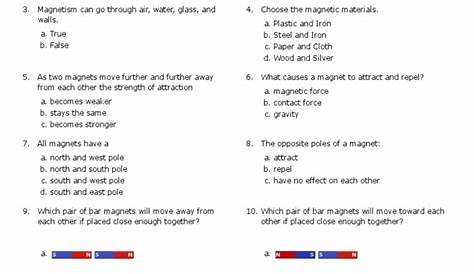 Magnets and Magnetism (Grade 3) - Free Printable Tests and Worksheets