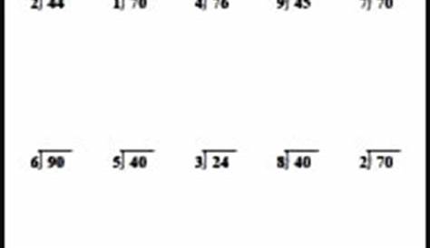 division facts worksheet 6th grade