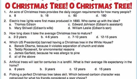 Free Printable Christmas Trivia : A Christmas Quiz Questions - English