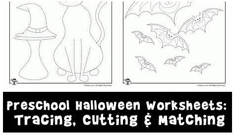 Preschool Halloween Worksheets: Tracing, Cutting & Matching | Woo! Jr