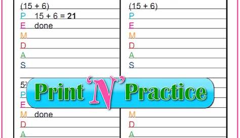 Order of Operations Worksheets For Kids